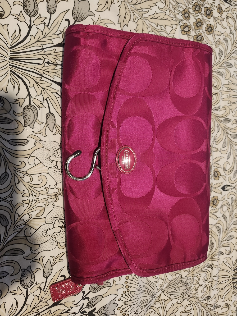 Coach Fuchsia Signature Foldover Cosmetic Clutch